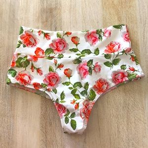 Montce Rose Print Hi Rise Bikini Bottoms
